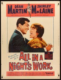 2x330 ALL IN A NIGHT'S WORK 30x40 '61 smoking Dean Martin holds sexy Shirley MacLaine!