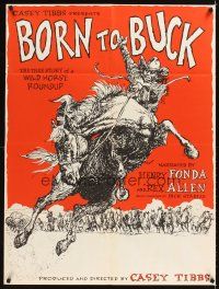 2x350 BORN TO BUCK 30x40 '68 Casey Tibbs presents & directs, cool rodeo artwork!