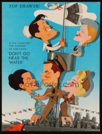 3a014 DON'T GO NEAR THE WATER trade ad '57 Glenn Ford, cool Jacques Kapralik art of stars on ship!