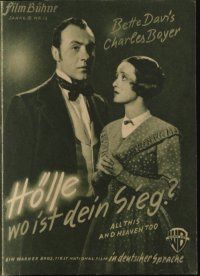 3a227 ALL THIS & HEAVEN TOO German program '47 different images of Bette Davis & Charles Boyer!