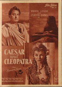 3a235 CAESAR & CLEOPATRA German program '48 sexy Egyptian Vivien Leigh, Claude Rains, different!