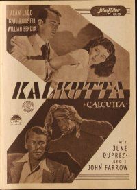 3a236 CALCUTTA German program '48 different images of Alan Ladd & sexy Gail Russell in India!