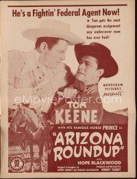 3a725 ARIZONA ROUNDUP pressbook '42 cowboy Tom Keene is a fightin' federal agent now!