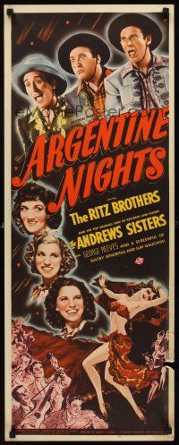 2y279 ARGENTINE NIGHTS insert '40 The Ritz Brothers, The Andrews Sisters, art of sexy showgirls!