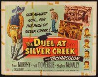 2z455 DUEL AT SILVER CREEK style B 1/2sh '52 Audie Murphy & Stephen McNally dared the outlaw guns!