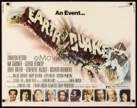 2z457 EARTHQUAKE 1/2sh '74 Charlton Heston, Ava Gardner, cool Joseph Smith disaster title art!