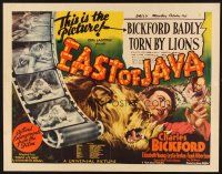 2z459 EAST OF JAVA 1/2sh '35 Elizabeth Young, Charles Bickford mauled by lions!