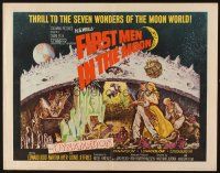 2z481 FIRST MEN IN THE MOON 1/2sh '64 Ray Harryhausen, H.G. Wells, fantastic sci-fi artwork!