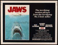 2z548 JAWS 1/2sh '75 art of Steven Spielberg's classic man-eating shark attacking sexy swimmer!