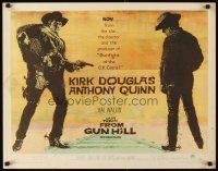 2z574 LAST TRAIN FROM GUN HILL style A 1/2sh '59 great close-up art of Kirk Douglas, Anthony Quinn!