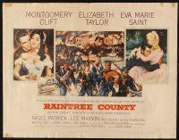 2z668 RAINTREE COUNTY style B 1/2sh '57 art of Montgomery Clift, Elizabeth Taylor & Eva Marie Saint!