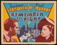 2z670 REMEMBER THE NIGHT other company 1/2sh '40 Sturges, Barbara Stanwyck & Fred MacMurray!