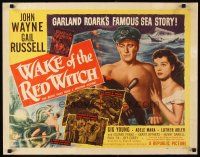 2z777 WAKE OF THE RED WITCH style B 1/2sh '49 barechested John Wayne & Gail Russell at ship wheel!