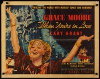 2z783 WHEN YOU'RE IN LOVE style B 1/2sh '37 Cary Grant marries Australian opera star Grace Moore!