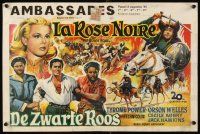 3b362 BLACK ROSE Belgian 1960s different artwork of Tyrone Power, Jack Hawkins & Orson Welles!