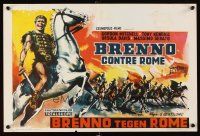 3b365 BRENNUS ENEMY OF ROME Belgian '63 artwork of Gordon Mitchell w/sword on horseback!