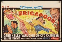 3b367 BRIGADOON Belgian '54 art of Cyd Charisse, Gene Kelly & Van Johnson in Scotland!
