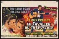 3b413 LOVE ME TENDER Belgian '56 1st Elvis Presley, great art with Debra Paget & with guitar!
