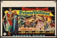 3b436 PRINCE VALIANT Belgian '54 artwork of Robert Wagner in armor w/sexy Janet Leigh!