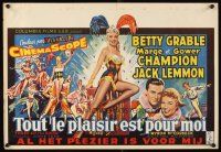 3b462 THREE FOR THE SHOW Belgian '54 full-length art of sexy Betty Grable, Champions!