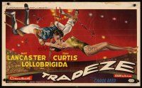 3b464 TRAPEZE Belgian '56 great circus art of Burt Lancaster, Gina Lollobrigida & Tony Curtis!