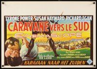 3b466 UNTAMED Belgian '55 cool art of Tyrone Power & Susan Hayward in Africa with natives!