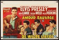 3b470 WILD IN THE COUNTRY Belgian '61 art of Elvis Presley, Tuesday Weld, rock & roll musical!