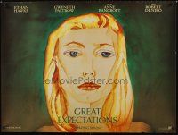 3b519 GREAT EXPECTATIONS teaser British quad '98 close-up artwork of Gwyneth Paltrow, Dickens!