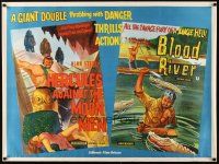 3b522 HERCULES AGAINST THE MOON MEN/BLOOD RIVER British quad '60s cool action double-bill!