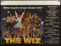 3b566 WIZ British quad '78 Diana Ross, Michael Jackson, Pryor, Wizard of Oz, art by Gadino!