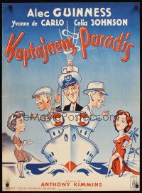 3b604 CAPTAIN'S PARADISE Danish '53 great artwork of Alec Guinness & cast at sea!