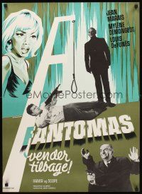 3b635 FANTOMAS STRIKES BACK Danish '66 De Funes, Mylene Demongeot, Stevenov art of master thief!