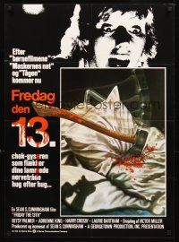 3b642 FRIDAY THE 13th Danish '80 great Joann art, slasher horror classic, 24 hours of terror!
