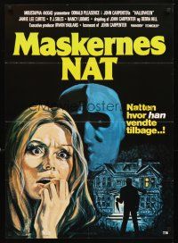 3b657 HALLOWEEN Danish '78 John Carpenter classic, different Hansen horror art!