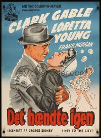3b677 KEY TO THE CITY Danish '50 Clark Gable, Loretta Young, sexy Marilyn Maxwell, Gaston art!