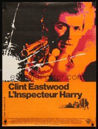 3b241 DIRTY HARRY French 23x32 '72 cool art of Clint Eastwood w/gun, Don Siegel crime classic!