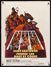 3b246 HANG 'EM HIGH French 23x32 '68 Clint Eastwood, really cool Kossin western artwork!