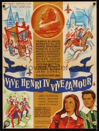 3b254 LONG LIVE HENRY IV LONG LIVE LOVE French 23x32 '61 cool medieval art by Guy Gerard Noel!