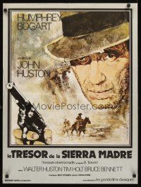 3b258 TREASURE OF THE SIERRA MADRE French 23x32 R77 Goldman art of Humphrey Bogart w/gun!