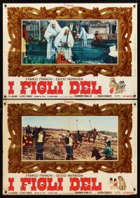3b165 I FIGLI DEL LEOPARDO set of 2 Italian photobustas '65 Sergio Corbucci military comedy!