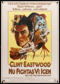 3b205 ANY WHICH WAY YOU CAN Swedish '80 cool artwork of Clint Eastwood & Clyde by Bob Peak!