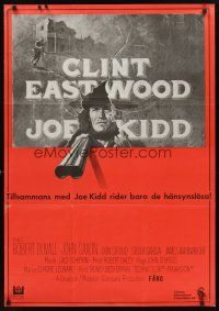 3b210 JOE KIDD Swedish '72 cool art of Clint Eastwood pointing double-barreled shotgun!