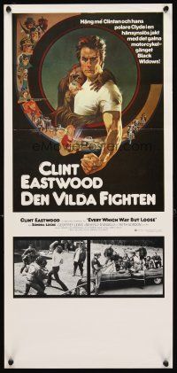 3b228 EVERY WHICH WAY BUT LOOSE Swedish stolpe '78 Clint Eastwood & Clyde the orangutan by Bob Peak!