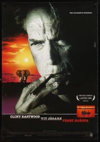 3b221 WHITE HUNTER, BLACK HEART video Swedish'90 super closeup of Clint Eastwood as director Huston!