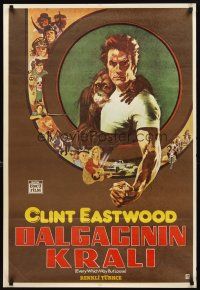 3b132 EVERY WHICH WAY BUT LOOSE Turkish '78 art of Clint Eastwood & Clyde the orangutan by Peak!