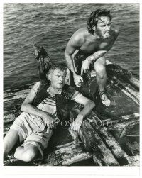 3c096 BEN-HUR 8x10.25 still '60 Charlton Heston & Jack Hawkins floating on raft after ship sinks!