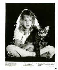 3c157 CAT'S EYE 8x10 still '85 Stephen King, best close up of young Drew Barrymore holding cat!