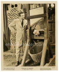 3c313 GENIUS AT WORK 8x10 still '46 c/u of wacky Wally Brown & Alan Carney with guillotine!