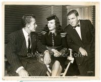 3c431 I'LL BE YOURS candid 8x10 still '46 Robert Stack visits Deanna Durbin & William Bendix on set