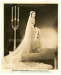 3c696 OLIVIA DE HAVILLAND 8x10 still '30s great full-length portrait in beautiful wedding gown!